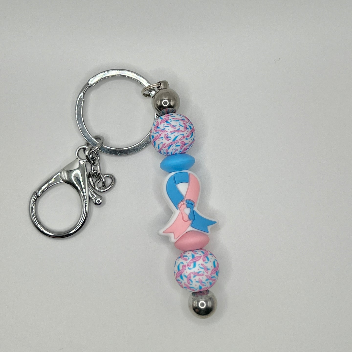 Pregnancy & Infant Loss Ribbon Silver Keychain Bar